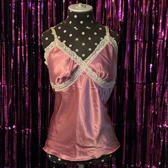 jkla Tops - {jkla} Camisole Pink with Cream Lace Large